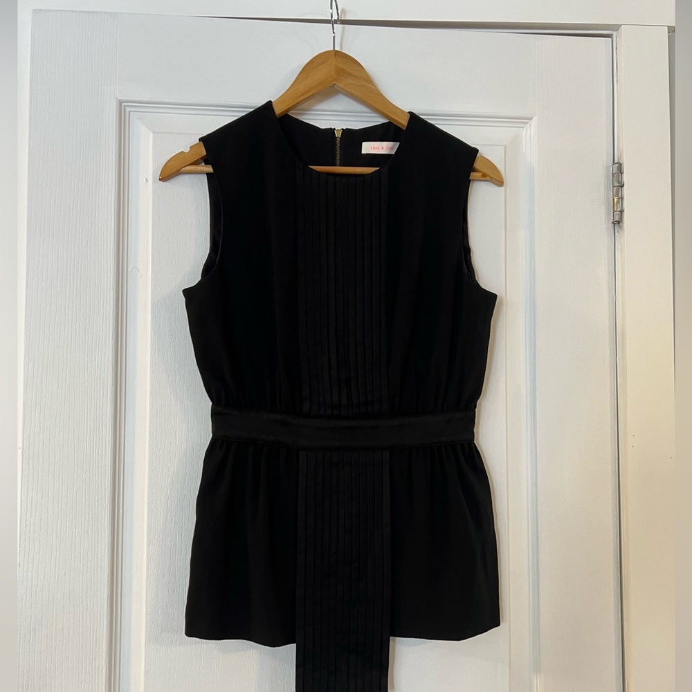 Sass & Bide Black Pleated Sleeveless Top Blouse